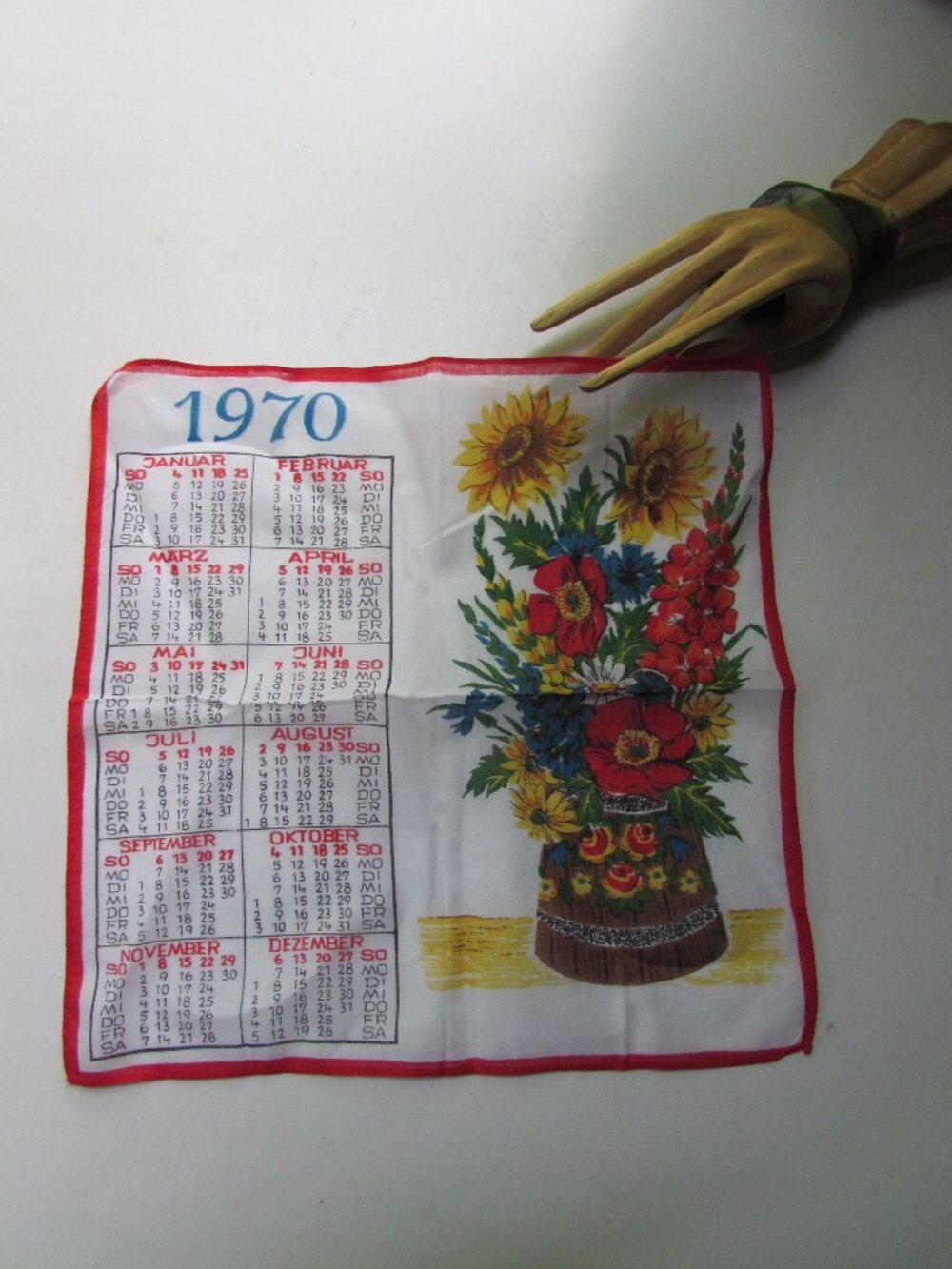 Vintage 1970 Calendar Handkerchief